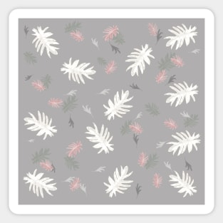 Palms Pattern silver, white, pink, leaves, tropical , fall TeePublic Sticker